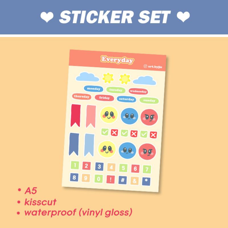 

Sticker set Journal, Scrapbook, etc vinyl waterproof A5