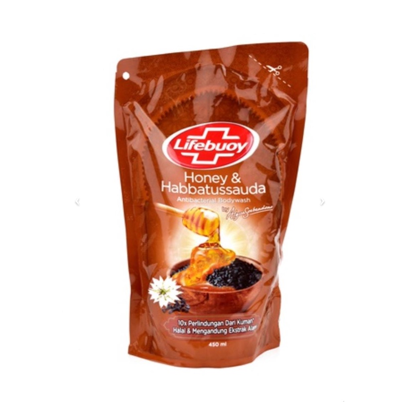 SABUN MANDI CAIR LIFEBUOY HONEY & HABBATUSSAUDA  450 ML REFILL