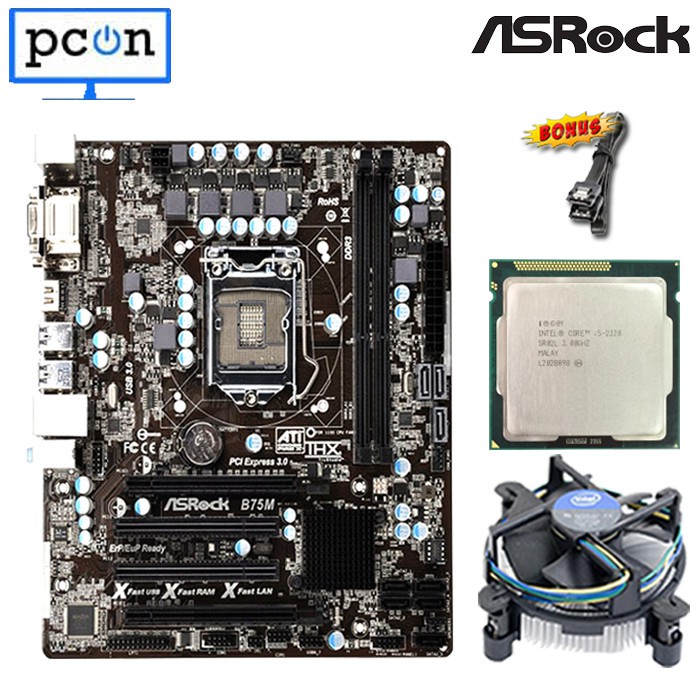 Paket MOBO intel LGA 1155 B75 Asrock dan Processor I5 2320 BONUS FAN