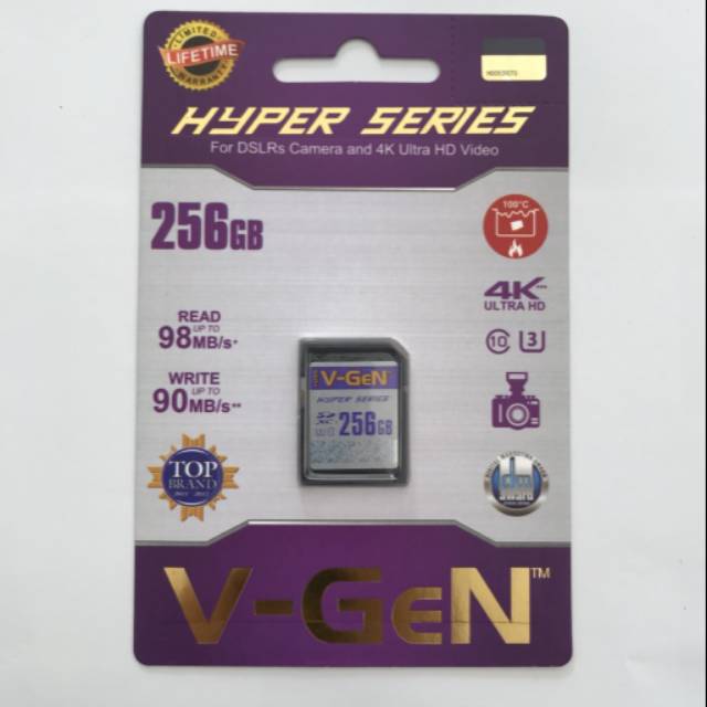 SD Card 256GB Class 10 V-GeN Hyper Series Memory Card 256 GB Vgen