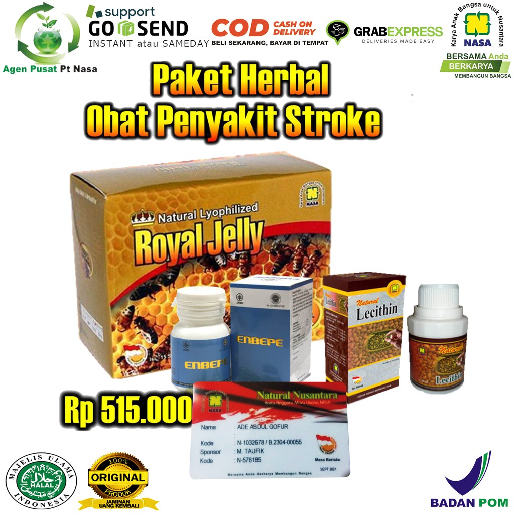 Obat herbal stroke/struk Nasa ENBEPE, ENELCETE, ROYAL JELLY ASLI ORIGINAL NASA