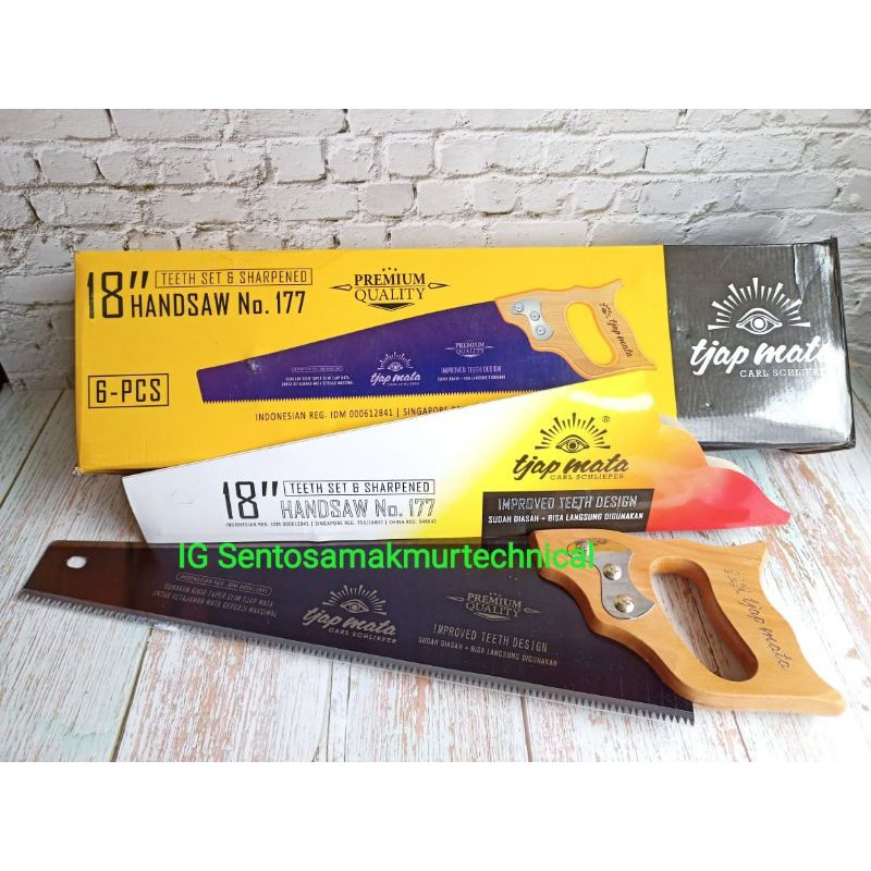 TJAP MATA 18&quot; Gergaji Tangan Kayu Hand Saw ASLI Tjapmata