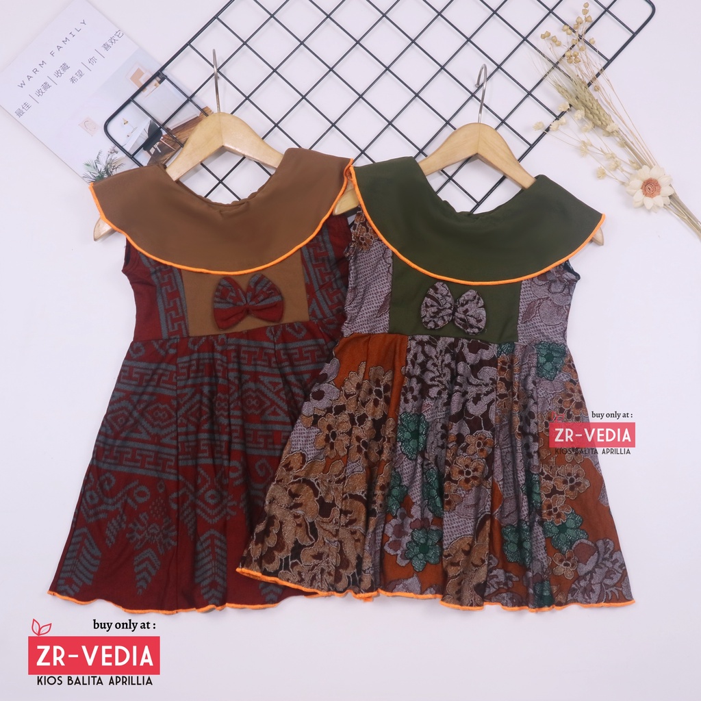 (Batik) Dress Cantika uk 1-2 Tahun / Dres Model Baju Anak Perempuan Pesta Cewek Motif Bunga Murah