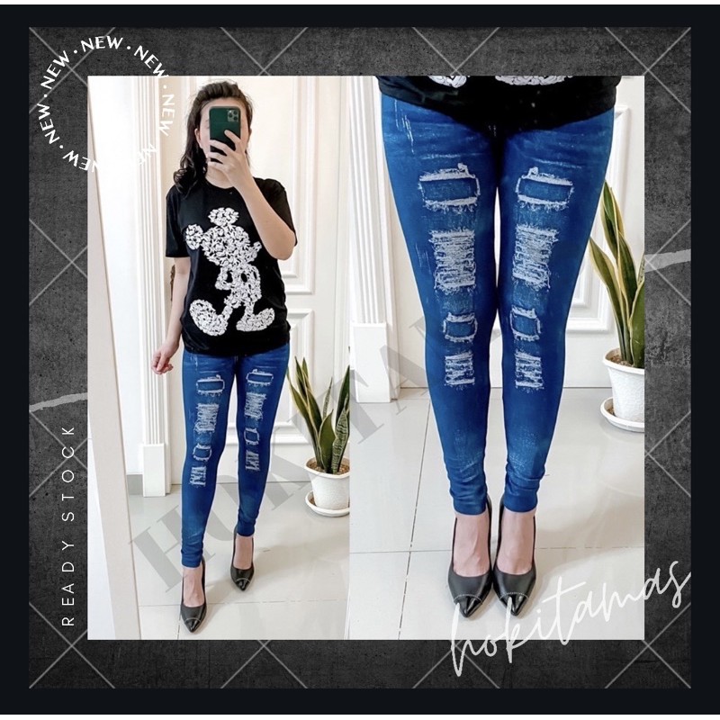 LEGGING JINS WANITA/LEGGING RIPED JEANS/LEGGING JEANS/LEGGING WANITA