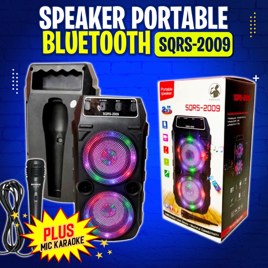Speaker Bluetooth Portable Karaoke plus Mic Karaoke Super Bass SQ-2009
