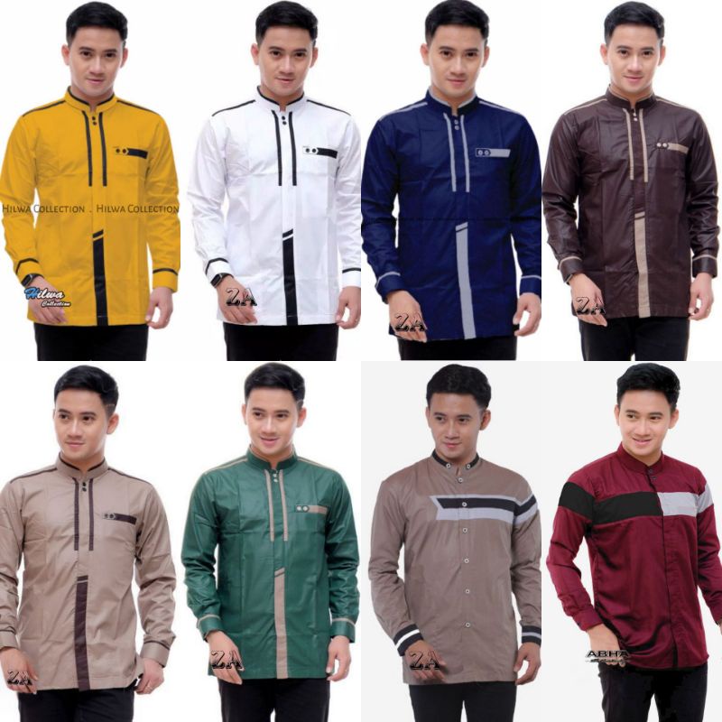 BAJU KOKO HADROH PRIA LENGAN PANJANG AZZAHIR GUSAZMI KAIN SPUN SUPER PUTIH LEMBUT HALUS BATIK USMAN 