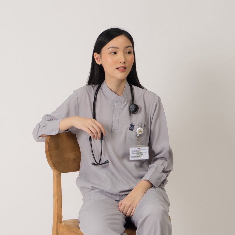 MANDARIN - FIRST LINE Scrubs LS Lengan Panjang Baju Jaga Theatre Blues