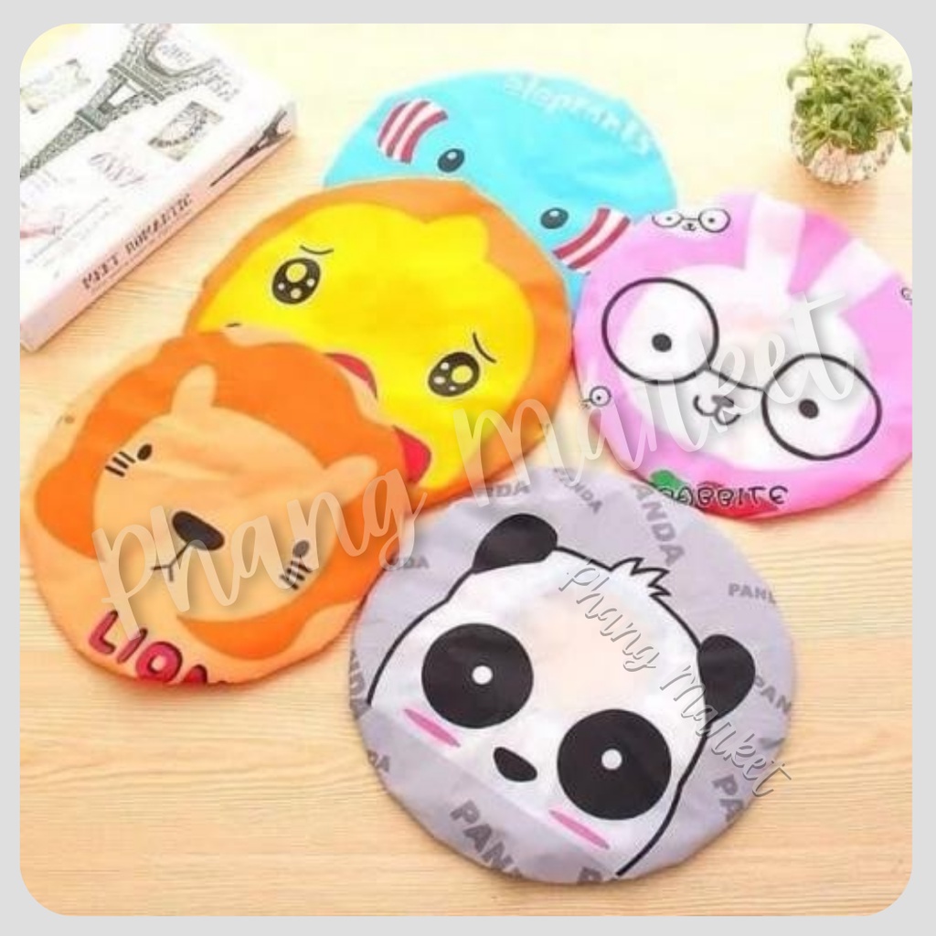 Shower Cap Topi Pelindung Penutup Kepala Rambut Karakter Lucu Waterproof