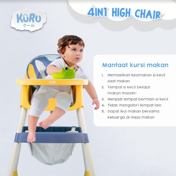 KURU 4in1 High Chair | Kursi Makan Bayi Leather Booster Low HC-201