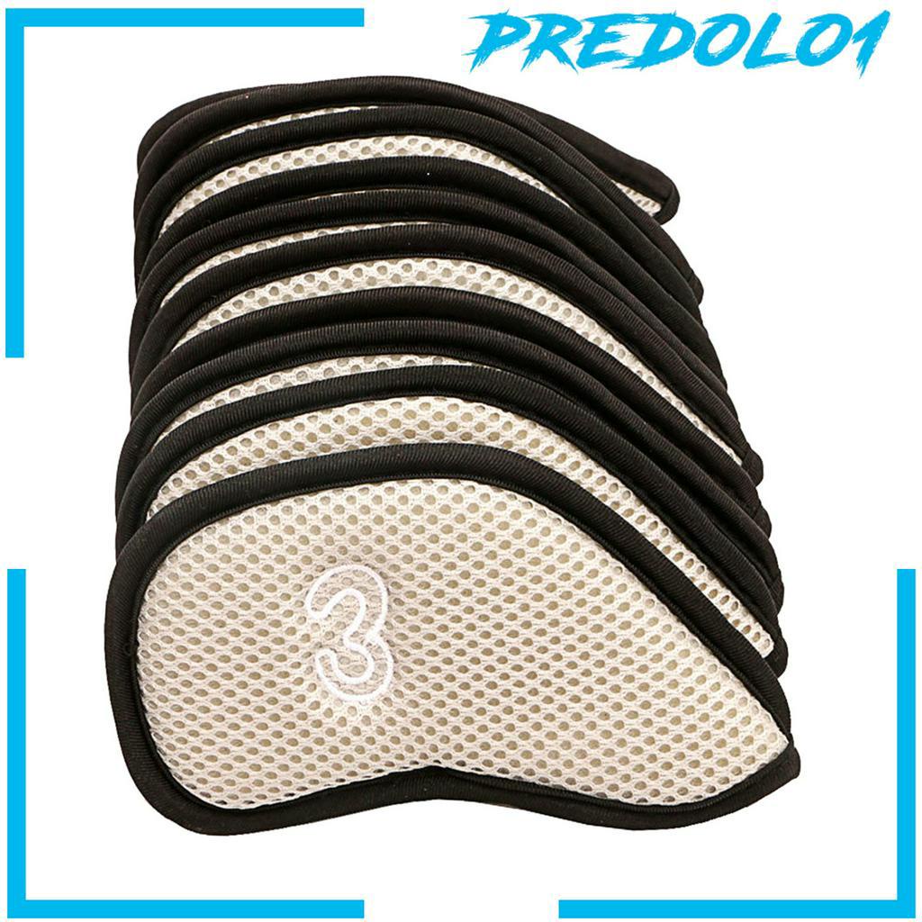 [PREDOLO1] 10Pcs/Pack Meshy Golf Iron Covers Set Headcover Fit Most Irons