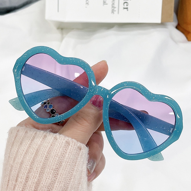 Kacamata Sunglass Desain Peach Heart Jelly Gaya Korea Untuk Anak