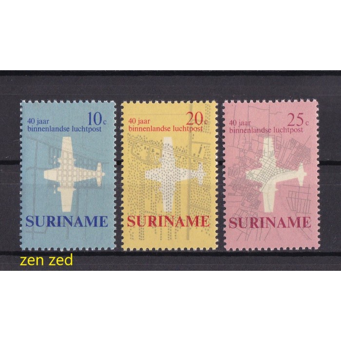 

0445 Perangko Suriname 1970 Inland Airmail Flights 3v Mnh
