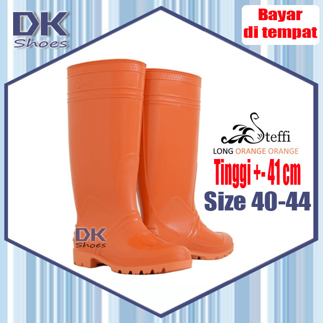 Steffi Boots Karet Oranye / Orange 40-44 / Sepatu Karet Tahan Air / Proyek / Kebun / Sepatu APD