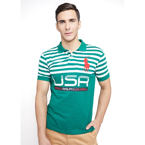 Polo shirt Fashion Custom H.Green-White Man Polo Ralph Lauren