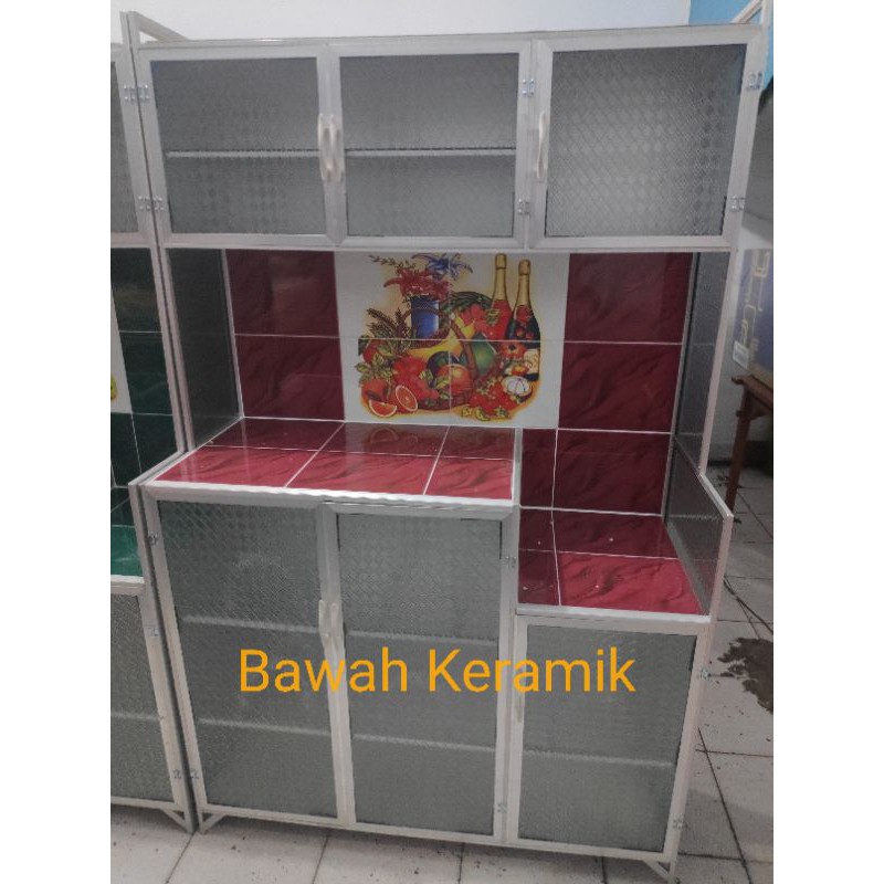 Lemari Rak Piring Aluminium 3 Pintu