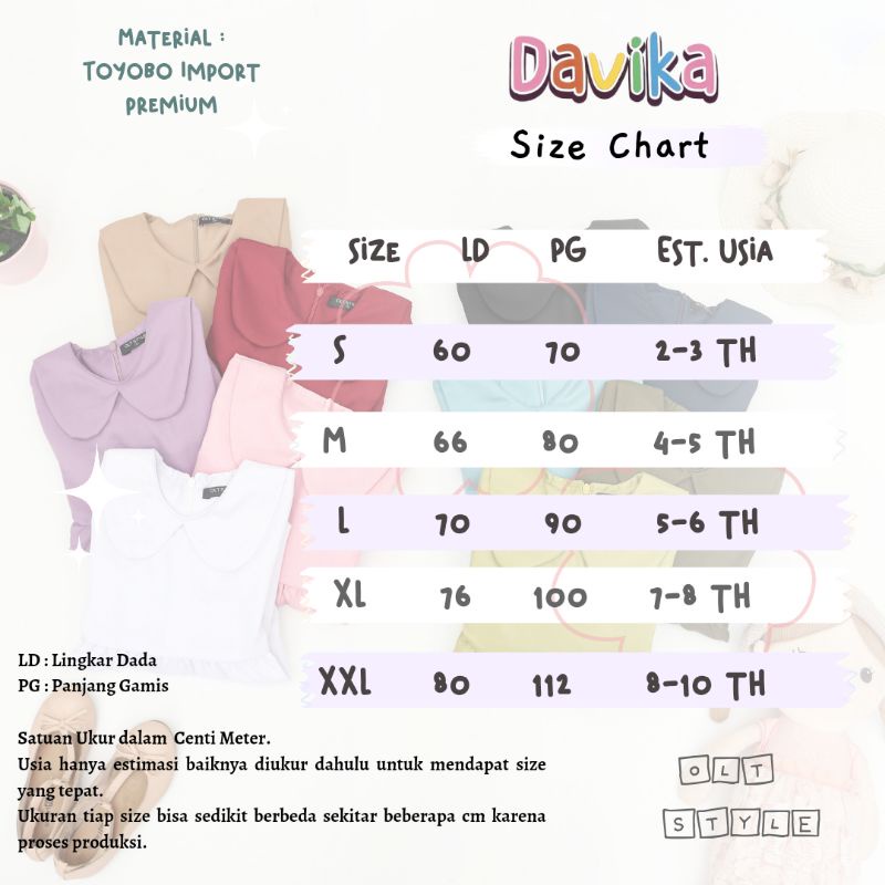 Ollet Gamis Davika /gamis anak toyobo/ gamis anak muslimah polos