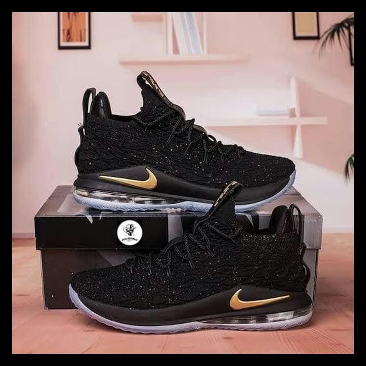 100% TERJAMIN SEPATU NIKE LEBRON 15 BLACK GOLD PREMIUM 100% BERKUALITAS