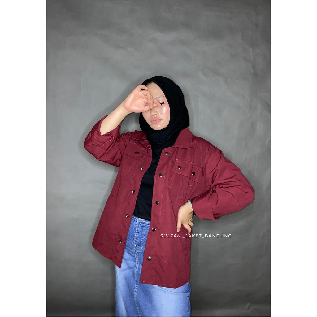 Jaket Semi Parka || Trucker Jacket || Size M - XXL-MAROON