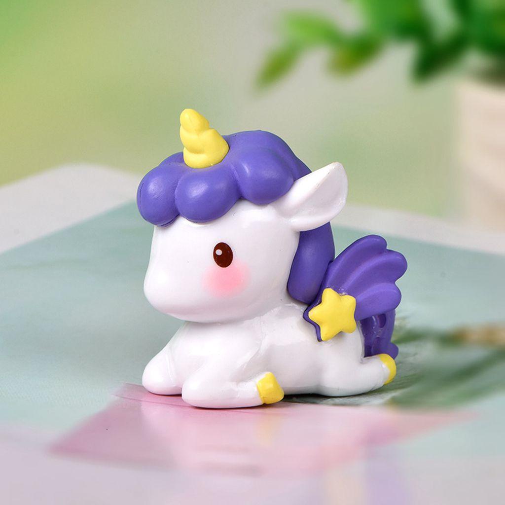 Patung Unicorn Agustina 1pcs Kreatif Untuk Anak Perempuan DIY Pegang Bintang, Hadiah Anak Hati Hiasan Kue