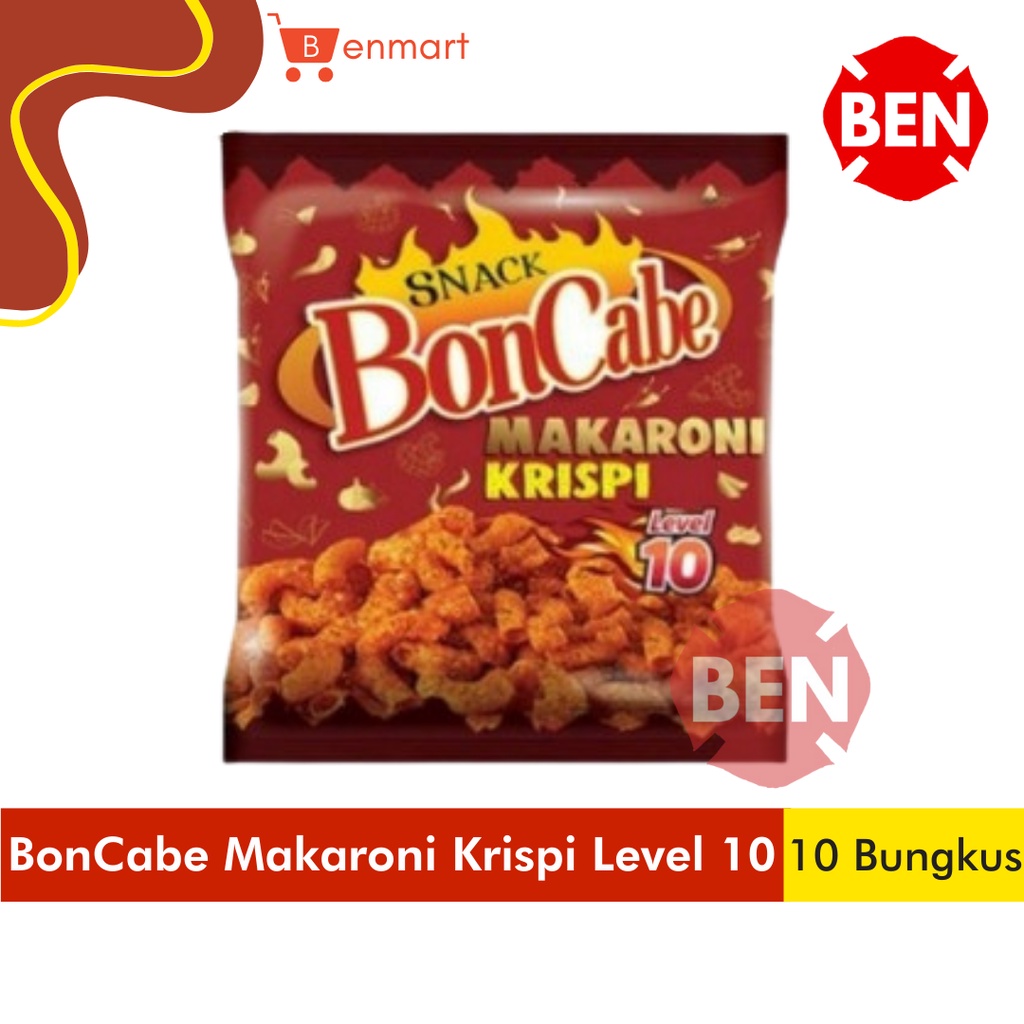 

Snack BonCabe Makaroni Krispi LEVEL 10 1 Renceng 10 Sachet 30gr Pedas