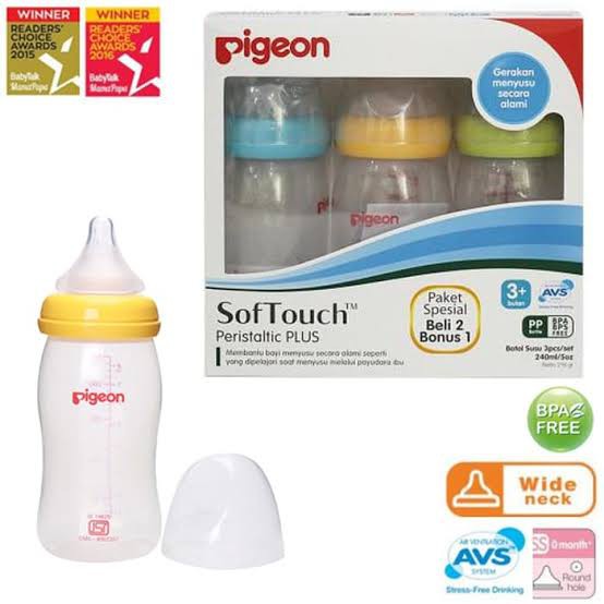 Pigeon Bottle Wide Neck 160ml (Buy2 Get1 Free) / Botol Susu LEHER TEBAL