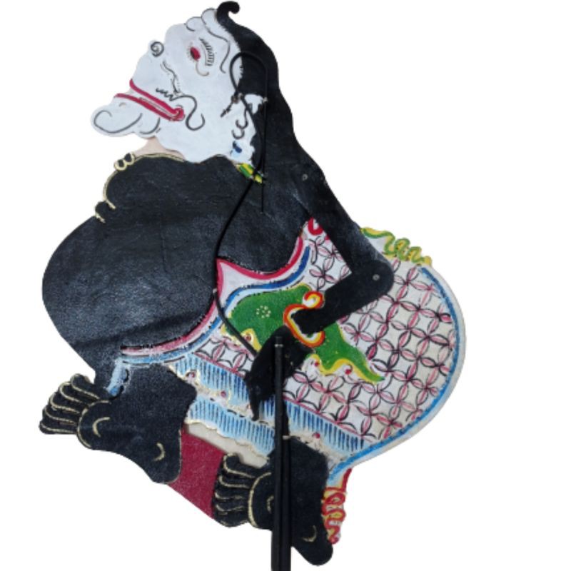 KERAJINAN WAYANG KULIT SEMAR WARNA HITAM PEDALANGAN BIASA UKURAN 40x35 cm - PAJANGAN DEKORASI RUMAH