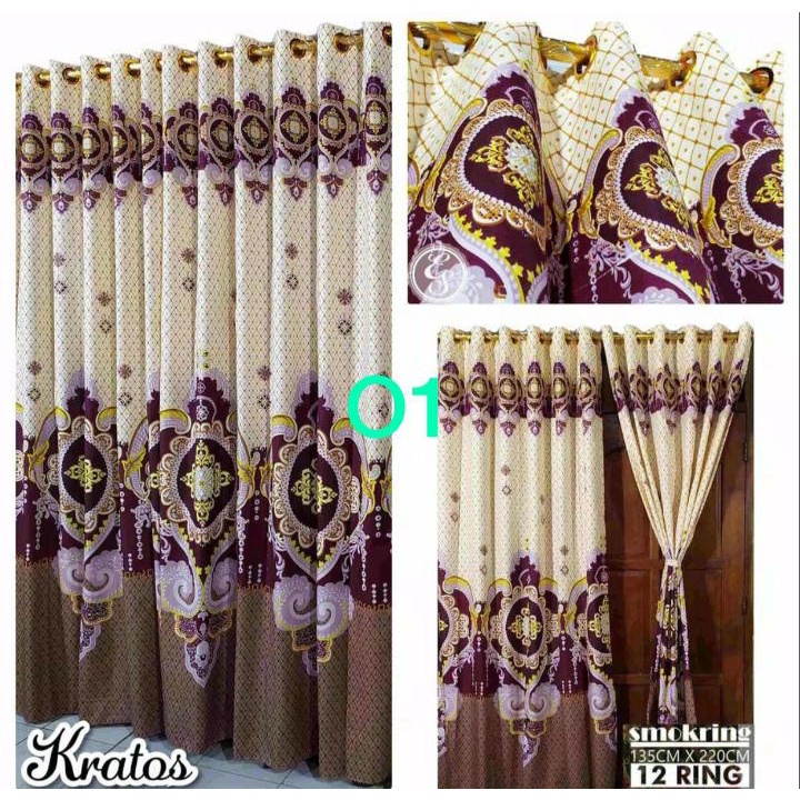 Gorden Emboss Smokring Motif Cantik 12 Lubang Ring Ukuran 135x230cm