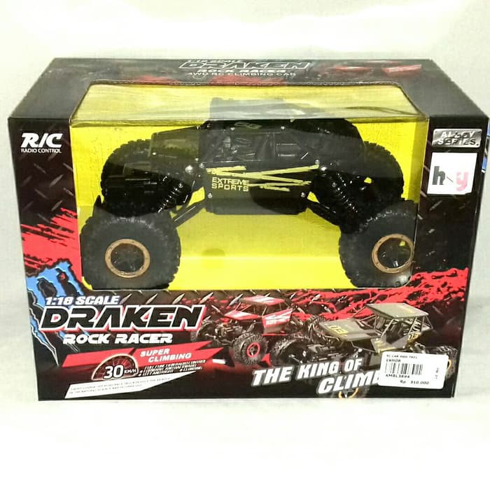 RC Mobil Crawler Draken Rock Racer Climbing Hitam Skala 1.18 2.4G 4WD