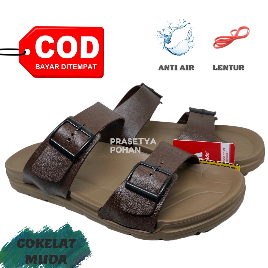 Sandal Slide Pria Anti Air dan Lentur Model 2 Strap - Sendal Slop Pria VII-122