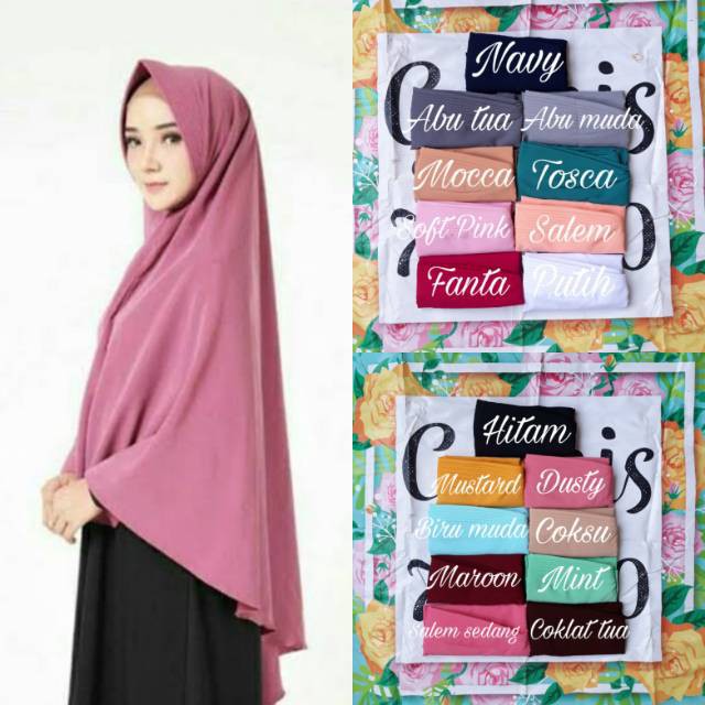 Hijab Khimar Jumbo Kerudung Pet Antem Jilbab instan Cantik Bahan Dingin Wolfis Super Adem