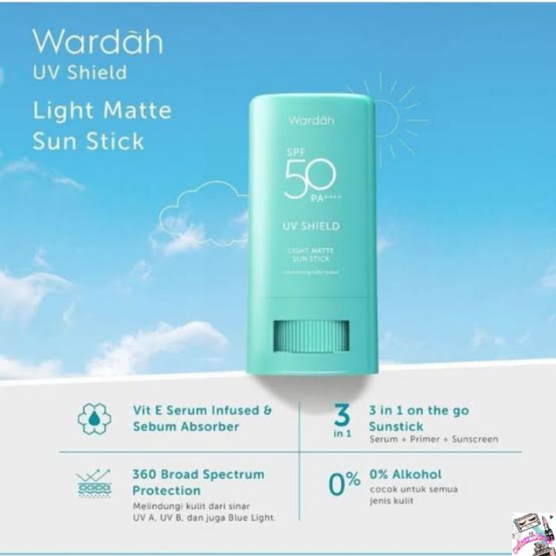 ☃Cutezz_Ching1☃Wardah UV Shield Light Matte Sun Stick SPF 50 PA+++ 22g