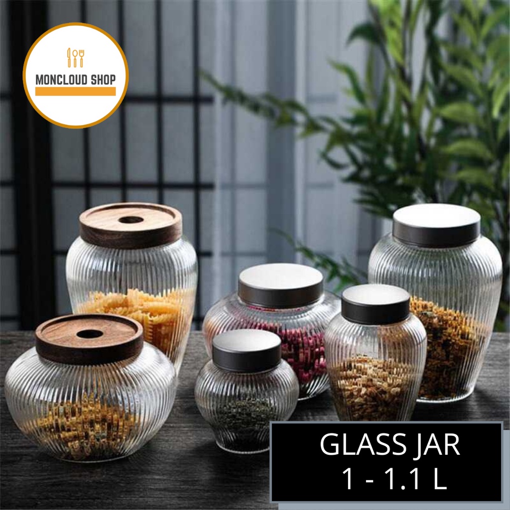 Toples Kaca Lebaran Tutup Kayu Kedap Udara Besar / Toples Kue Kering Kaca / Toples Lebaran Cantik Un