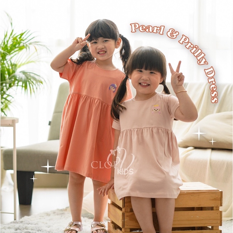CLOEVKIDS - Mermaid Dress Casual Anak Pakaian Harian Cantik Terusan Lengan Pendek Cewek Anggun