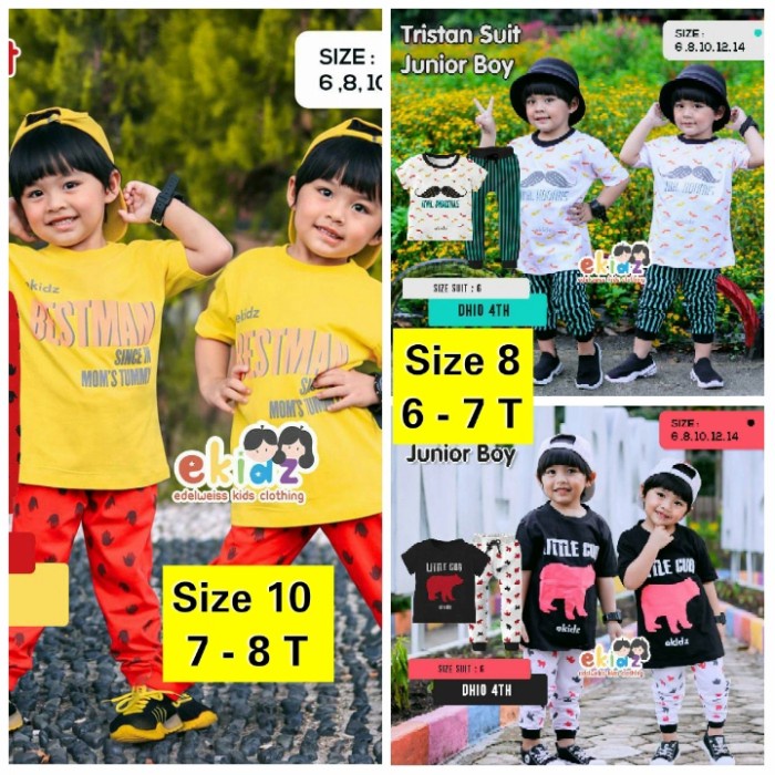 NEW Baju Setelan Anak Laki Laki Ekidz 4 - 12 Tahun | Kaos Anak Cowo Cowok - Sz 8 : 6 - 7T Kode-SA010