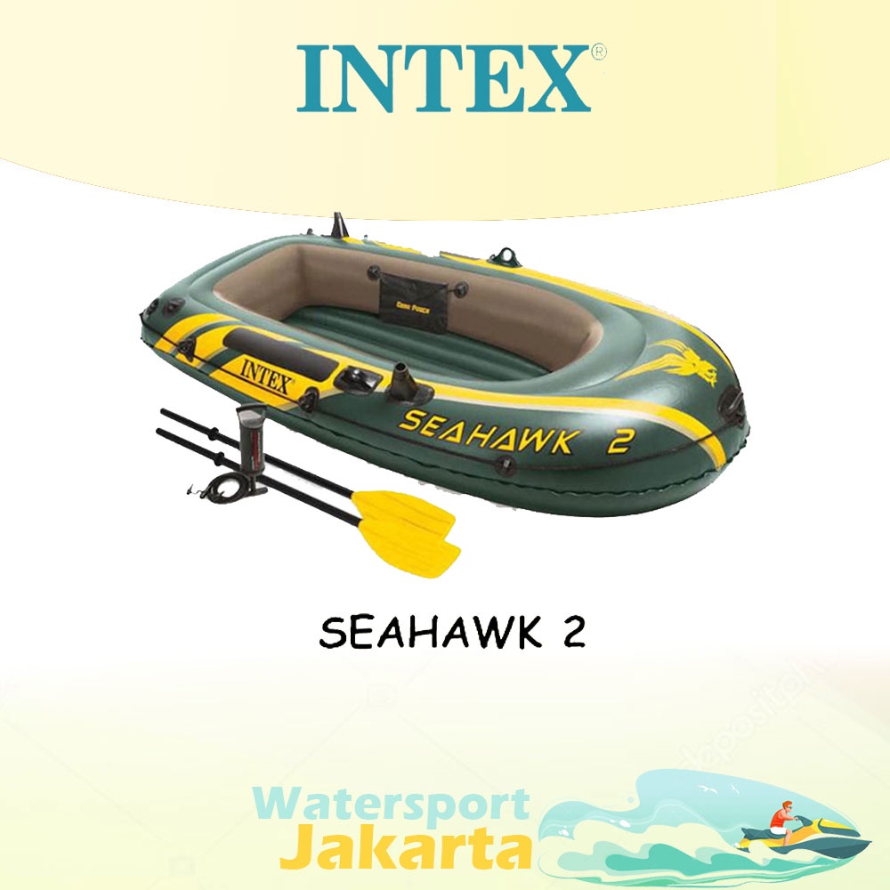 Perahu Karet Untuk Banjir/Perahu Mancing Bahan Vinyl INTEX Seahawk 2 Kap 2 Orang