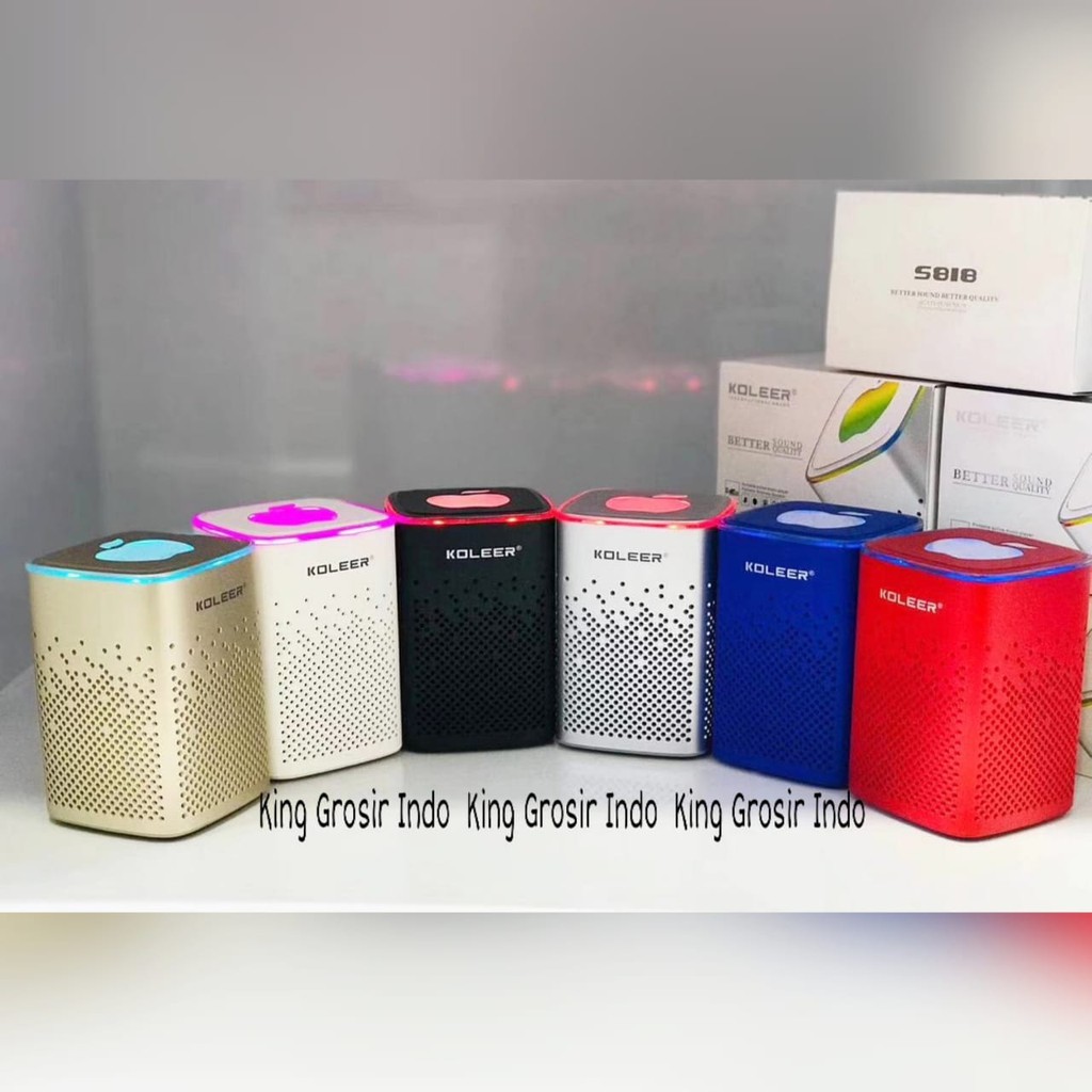 Speaker Bluetooth Logo App S818 Portable Wireless Speaker LED Bunglon