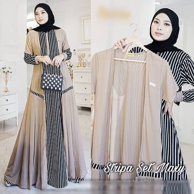 STRIPA SET MAXY Bahan MILANO MIX CERUTY ( DAPAT INER + OUTER PISAH / BUSUI ) WANITA TERBARU 2022