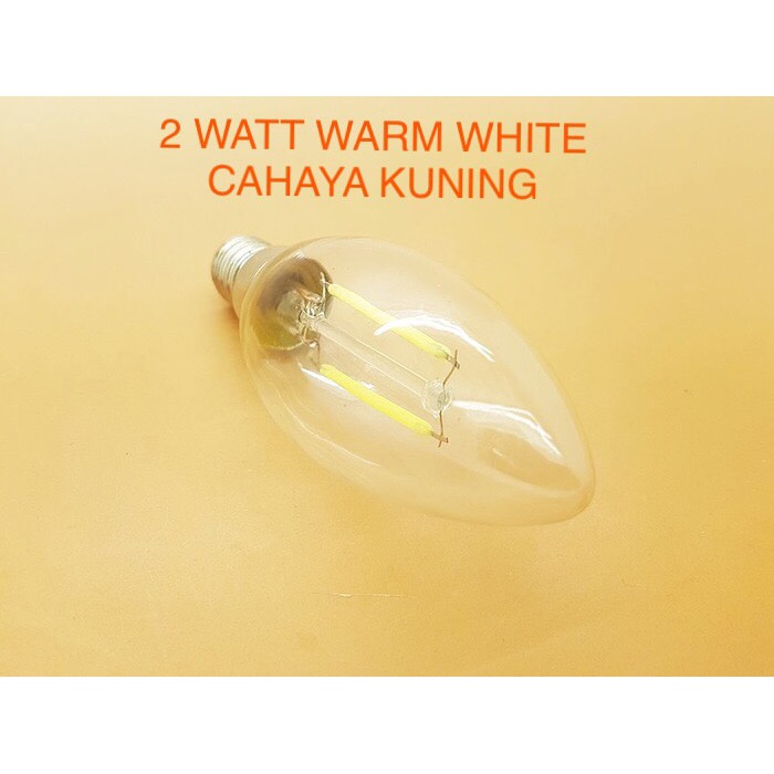 LAMPU HIAS FILAMEN 2WATT LAMPU LED CANDLE 2 WATT 2 W WARM WHITE KUNING E14/ classic/retro/lilin C35