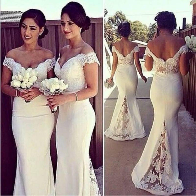 Simple Elegant Wedding Prewedding Dress - Floral Lace White Long Dress