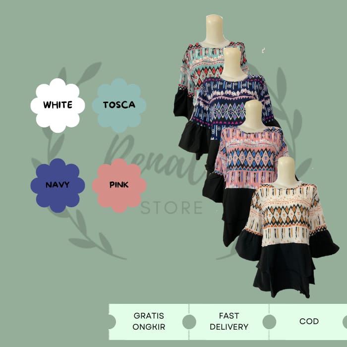 Atasan Wanita / Baju Atasan Wanita / Blouse Wanita Motif EtnikTribal