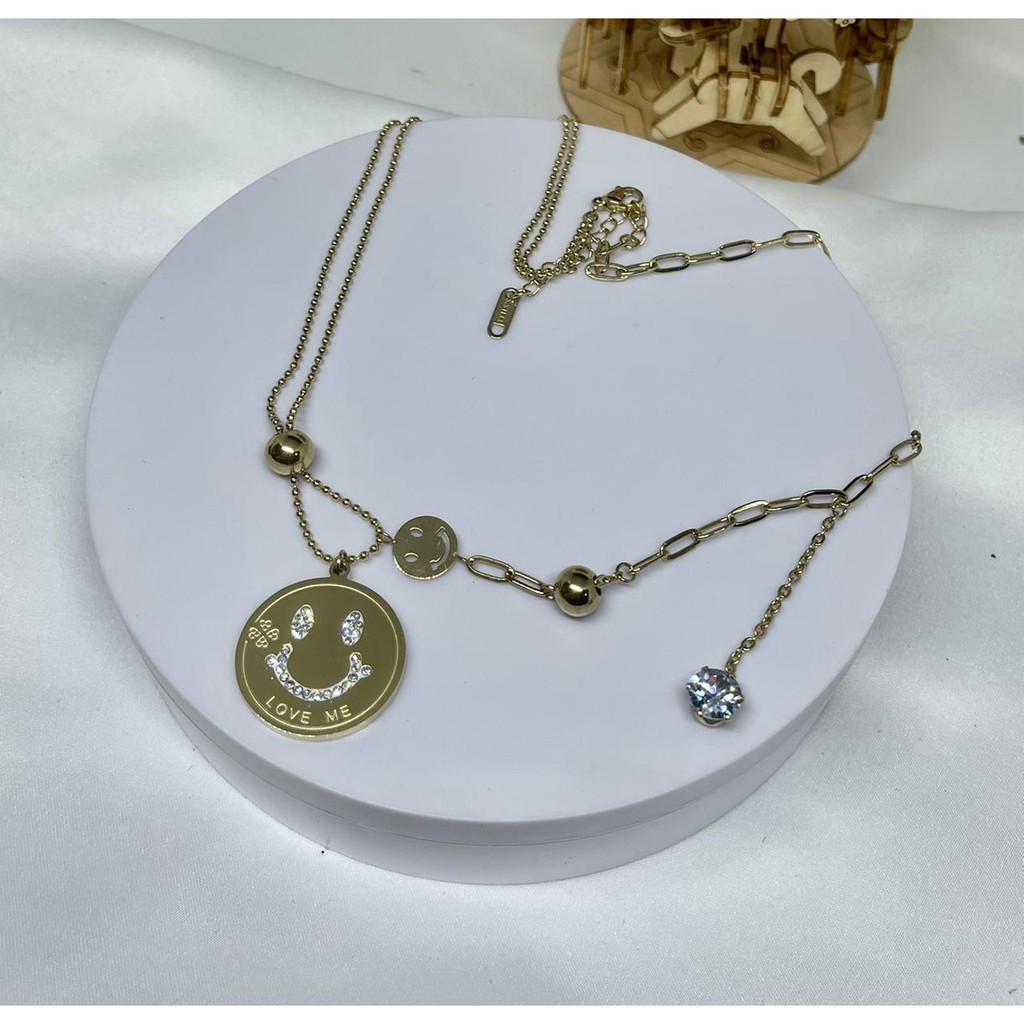 COD! kalung titanium anti karat/ kalung wanita smile rantai variasi import