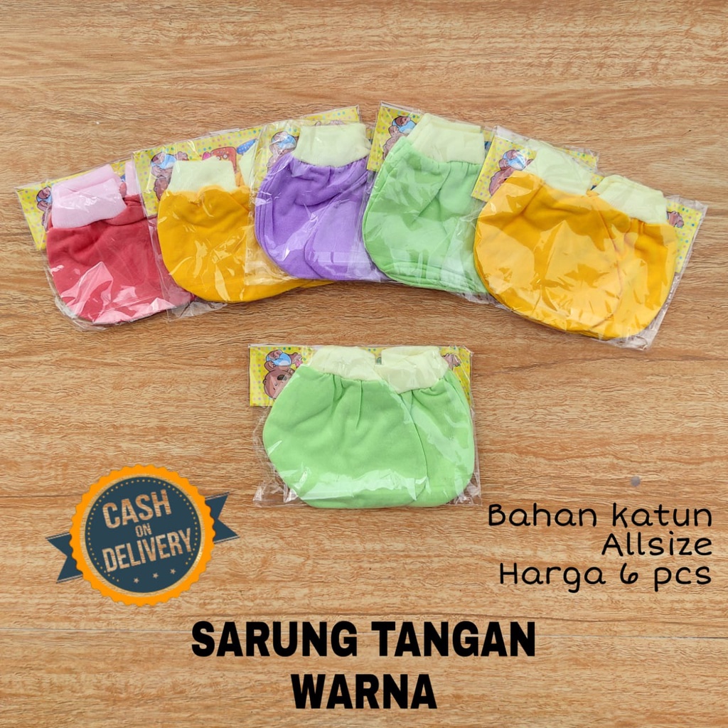 1/2 LUSIN (6 set) Sarung tangan dan kaos kaki bayi WARNA perlengkapan bayi lahir