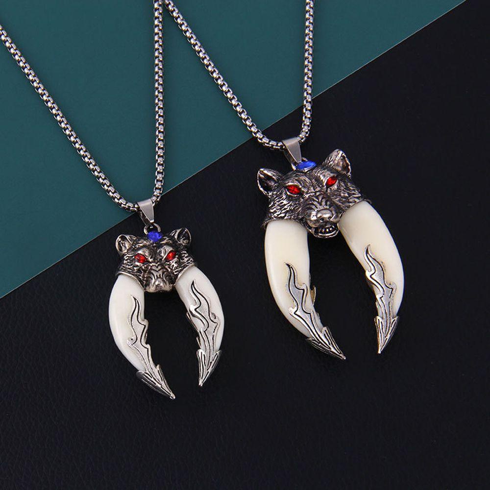 Needway Celeng Liontin Kalung Minoritas Vintage Stainless Steel Boho Perhiasan Halloween Kalung Sederhana Pria Leher Rantai