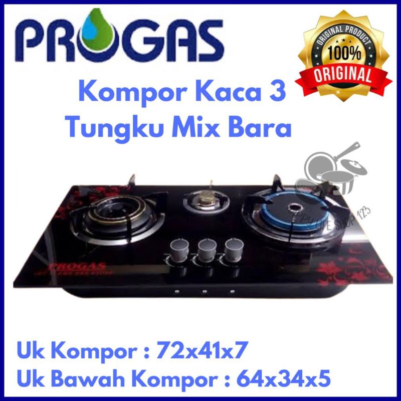 Jual Kompor Tanam PROGAS 3 Tungku MIX BARA/Kompor Tanam PROGAS 3 Tungku ...