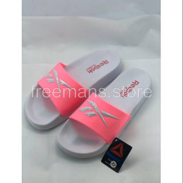 Sendal cewek Reebok putih pink sandal slip flip flop selop sporty swoosh WOMEN slide slop flip flop
