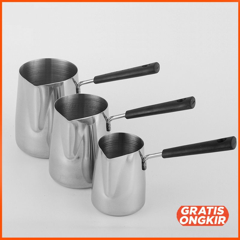 DROHOEY Gelas Kopi Espresso Latte Art Long Handle Stainless 350ml