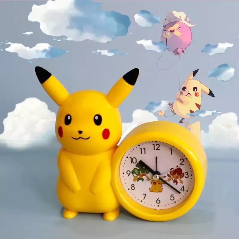 Jam Weker Meja/Jam Alarm Beker/Alarm Clock Kado Unik Lucu Motif Pokemon Pikachu