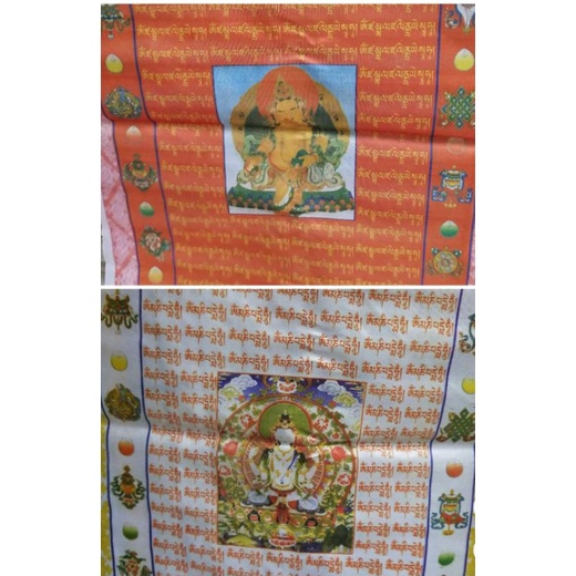 bendera Tibet mantra (LUNG TA) uk besar cetak dikain silk tibet