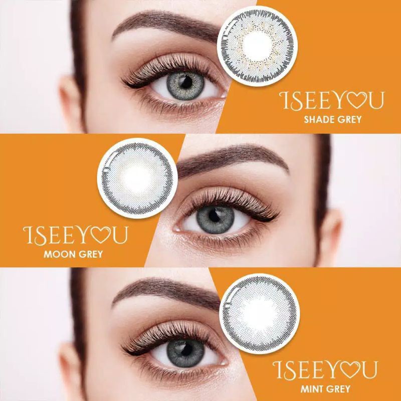 softlens warna diameter 14.5 water 43% omega IseeYou warna Moon Grey