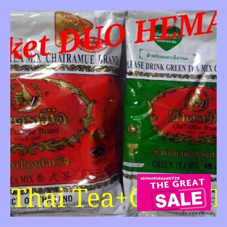 

A50Teh0 Paket Hemat Thai Tea Dan Green Tea Cha Tramue Brand Te40Hs0